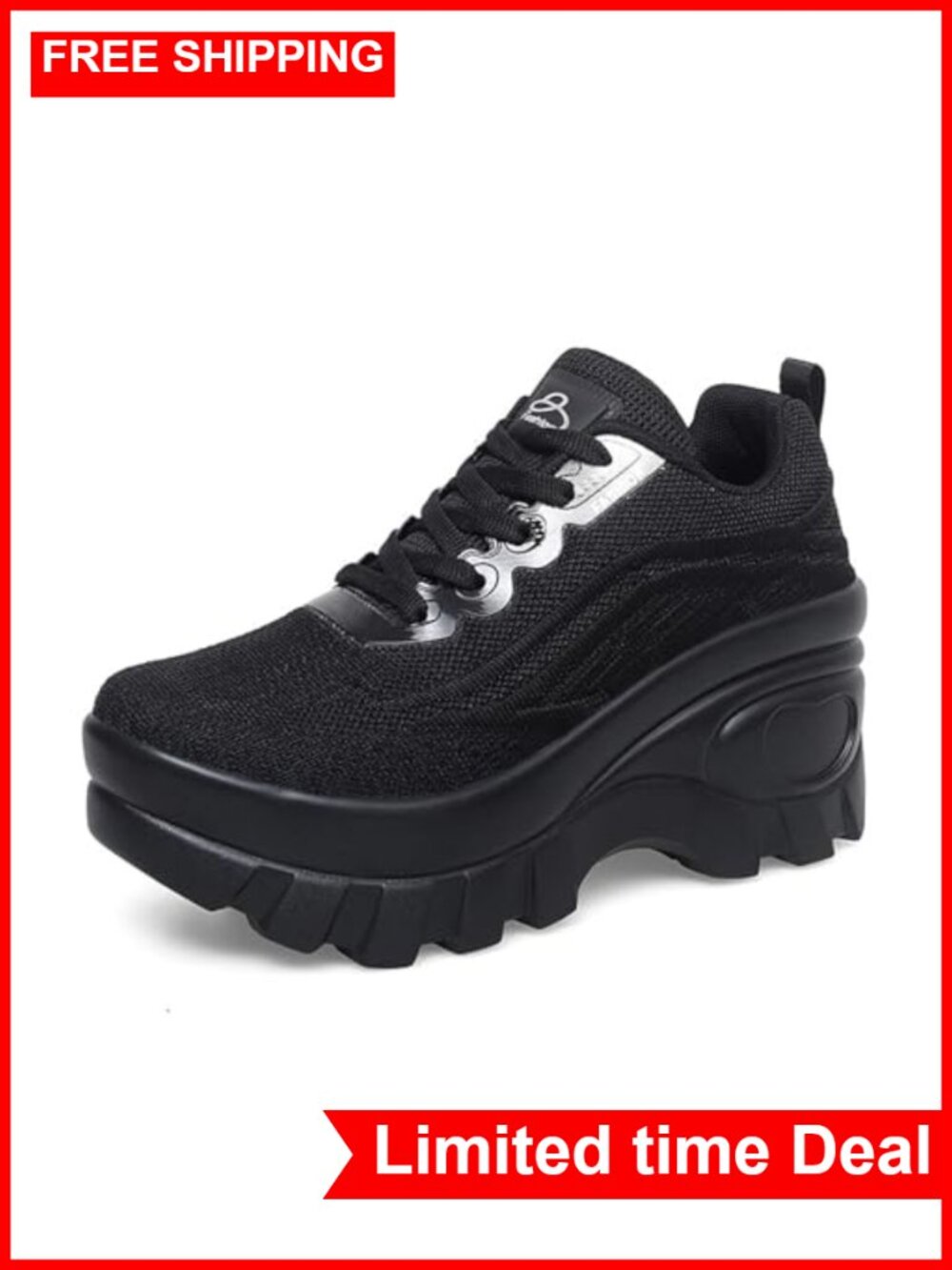 Women's Chunky Platform Orthopedic Wedge Sneakers Knitted Breathable Lace-Up